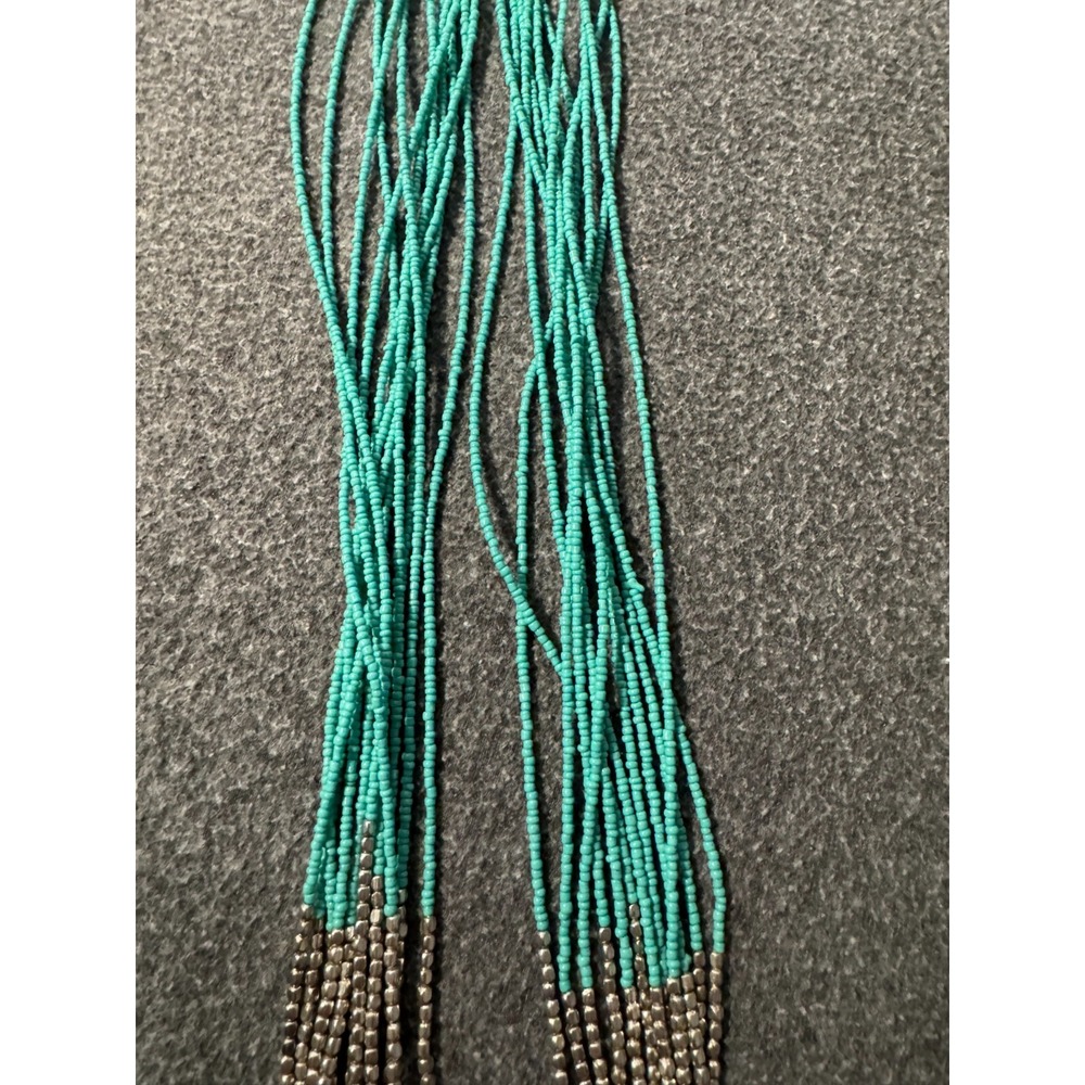 Women's Boston Proper Multi Strand Beaded Necklace Silver and Blue in Color 18in